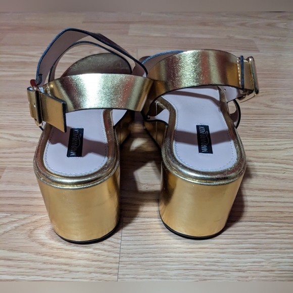 FINAL PRICE Marina Rinaldi Gold Platform Sandals 38 7.5 US Leather Retro Disco - Picture 4 of 5